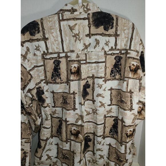 North River Outfitters Hunting Dog Print Mens Button Down Size L - Picture 7 of 9